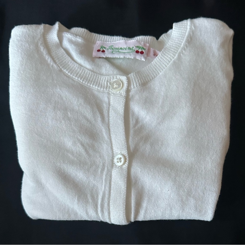 Bonpoint White Cotton Cardigan Size 2T - Picture 8 of 9